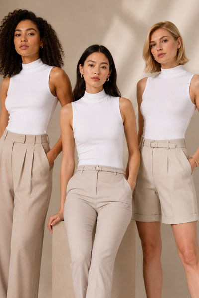 Loule Women's 95% Cotton Half Turtleneck 3-Piece Sleeveless Undershirts - Str...