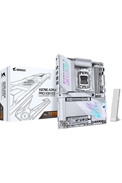 Gigabyte AORUS PRO X ICE X870E DDR5 HDMI PCIe 5.0 AM5 ATX Beyaz