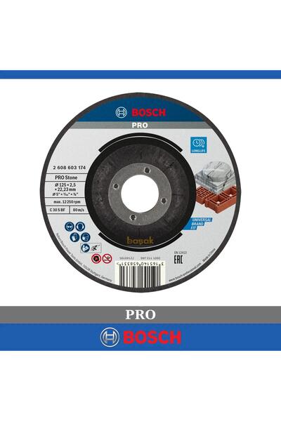 Bosch 125x2,5 mm Standart Taş-Mermer Kesme Taşı Bombeli 2608603174