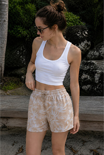 Rich Women's Cotton High Waist Patterned Mini Shorts