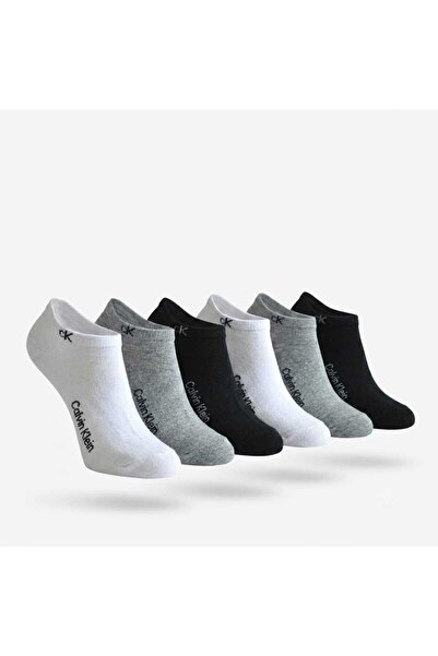 ck CALVIN KLEIN - Σετ 6 ζευγαριών unisex καλτσών αστραγάλου, Λευκό, Γκρι, Μαύ...