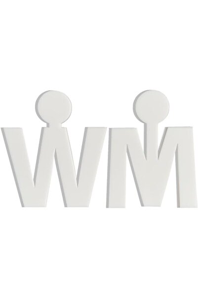 Slasa M and W Bathroom Sign Acrylic Toilet Sign Set White 8x11cm
