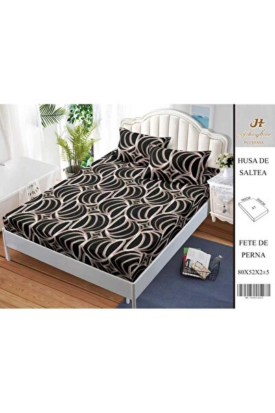 naniland.ro Husă de Pat Bumbac Satinat 2 Persoane 3 Piese Cu Elastic 160x200 cm