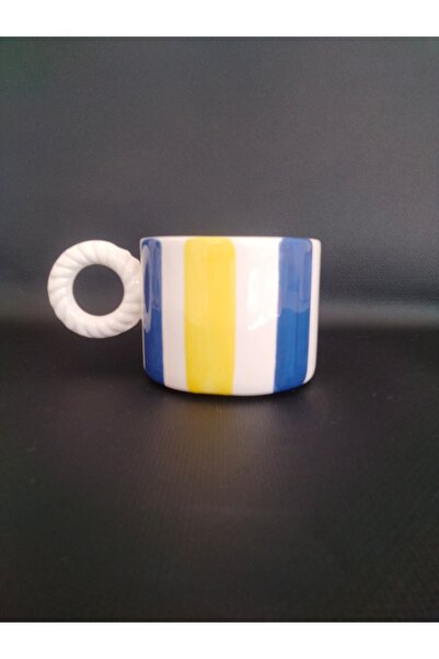 Zümrüdüanka Seramik Striped Handmade Ceramic Mug