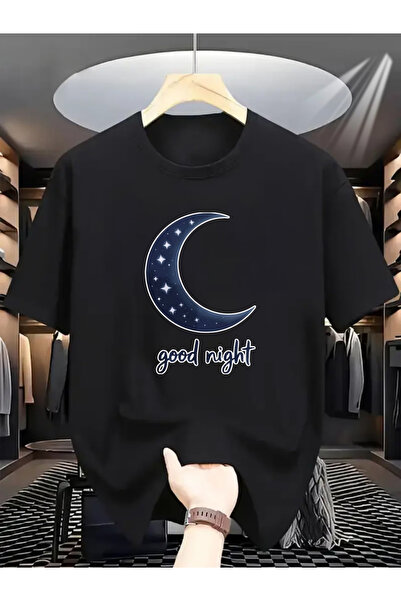 NOURAM تي شيرت بأكمام قصيرة مع طباعة نجوم وقمر ونص "Good Night"، قميص كاجوال ...