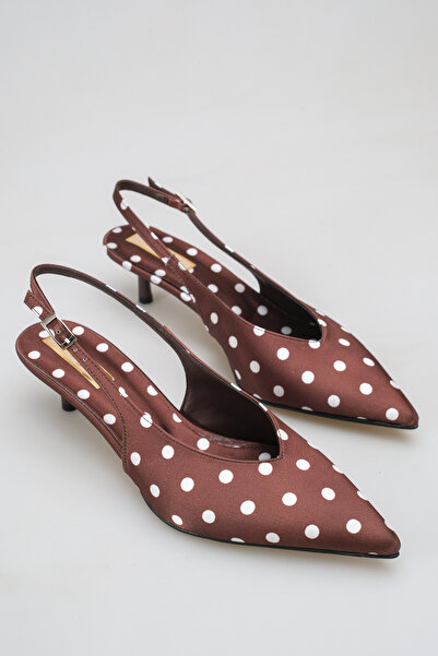 SENASTİL H01 Women's Polka Dot Pointed Toe Open Back Slingback Low-Cut Stylis...