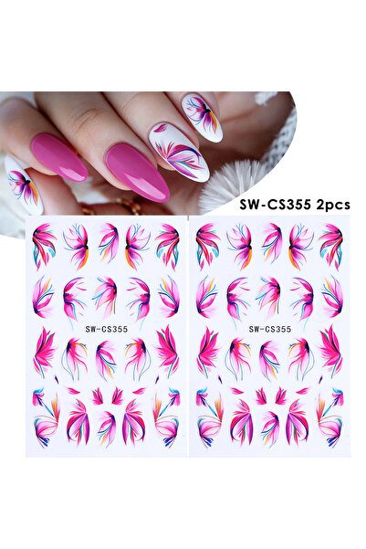 Choice SW-CS355 ملصقات أظافر ثلاثية الأبعاد على شكل زهور متفتحة، 2 قطعة، بتصم...