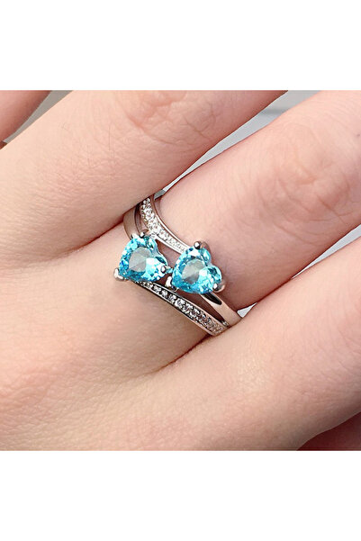 Choice14 8 B1210 Huitan Romantic Engagement Rings For Women Double Heart Shap...