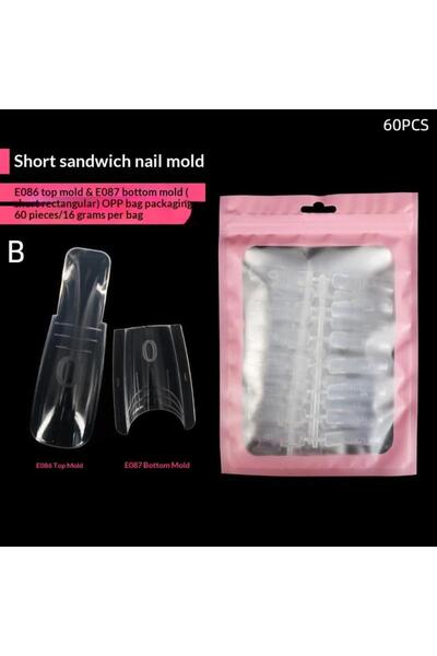 Choice4 B60 60/240/300 Pcs Sandwich Nail Forms 15 Size Oval Extension Dual Fo...