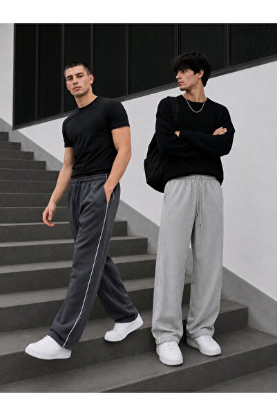 De Carte سروال رياضي رجالي من Harajuku Streetwear مكون من قطعتين بقصة فضفاضة ...