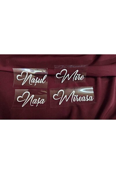 Divart Studio Set 4 Stickere Autocolante pentru Pahare Nuntă - "Mire, Mireasă...