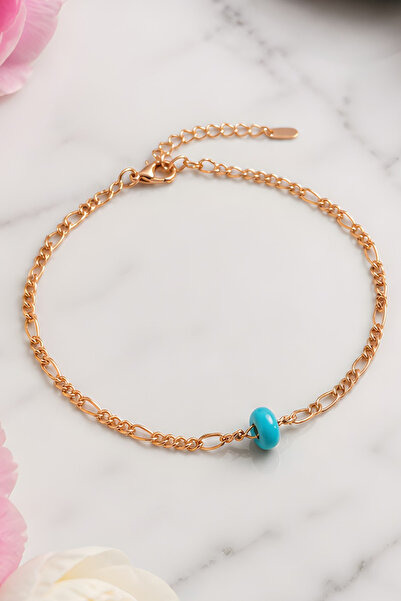 NBS Beautiful Naturel Stones Nazar Beaded Rose Chain Bracelet Adjustable