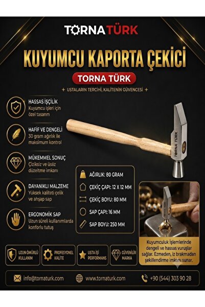 Torna Türk Kuyumcu Kaporta Çekici -Bir Keski-Bir Düz- 80 Gram