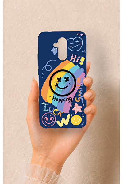 Vip Case Huawei Mate 20 Lite Uyumlu Happing Smile Desenli Silikon Kılıf