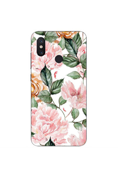 Other Xiaomi Mi 8 Pink rose and laves Transparent Silicone TPU Θήκη