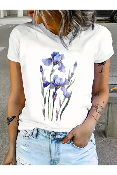 Deocept Women's Floral Printed Crew Neck Regular Fit T-Shirt