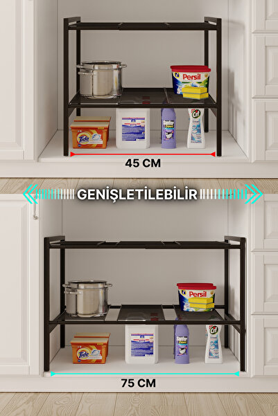 Empressco Dolap İçi Tezgah Altı Raf Metal Ayarlanabilir Organizer Mutfak Bany...