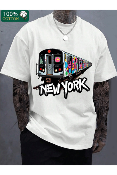 17TAKI 1pc New York Subway Graffiti T-Shirt, Made from 100%, Featuring Round ...