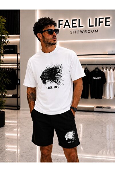 FAEL LİFE Unisex Wide-Let T-Shirt and Shorts Tiger Printed Set