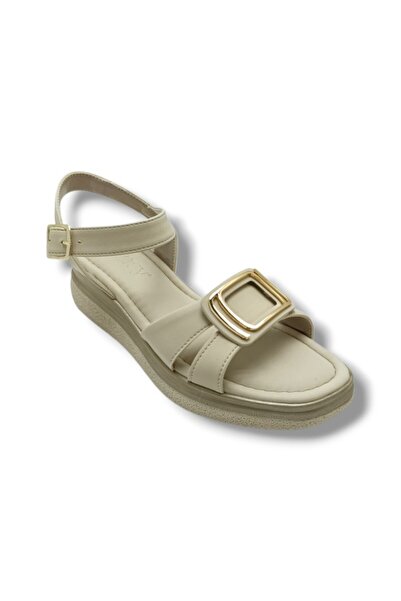 Fancy 2421-26 Skin Gold Buckle Wedge Sole Anatomical Women's Sandals