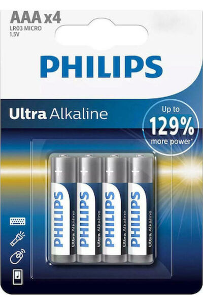 Philips Συσκευασία 4 τεμαχίων Αλκαλικές Μπαταρίες AAA Ultra 1.5V Κωδικός: LR0...
