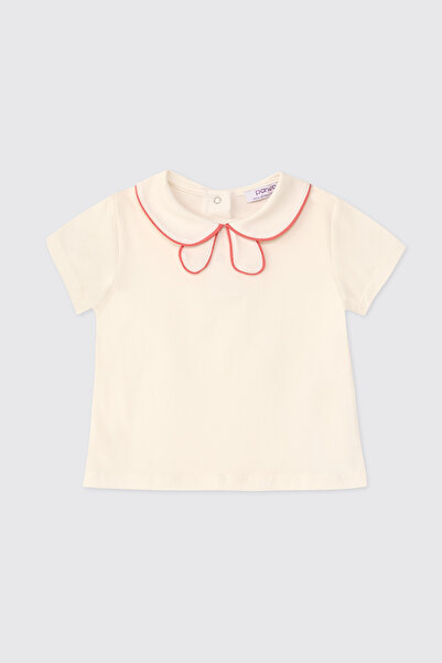 Panço Baby Girl Short Sleeve Ecru T-Shirt