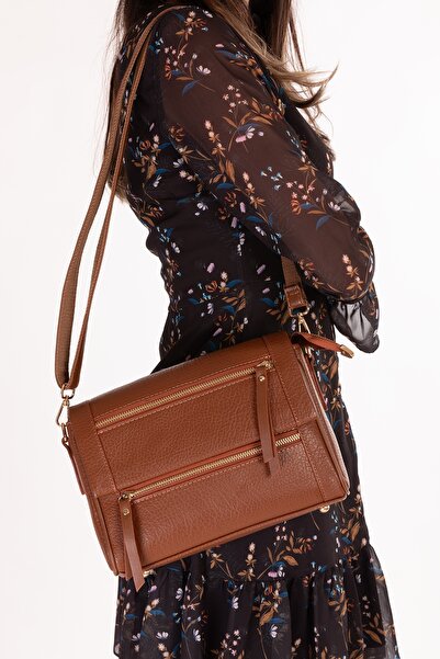 Gondol Women's Double Compartment Hand and Shoulder Bag Ald.80741 Tan