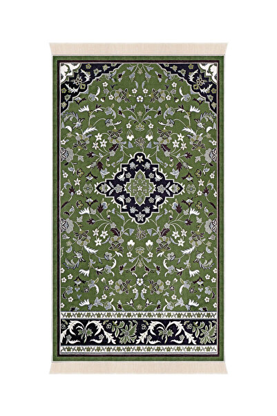 Bursa İpek Green Ravza Pattern Bamboo Prayer Mat