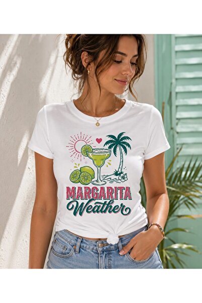 HESCO Margarita Weather Printed White Oversize Women's T-Shirt – Summer-Theme...
