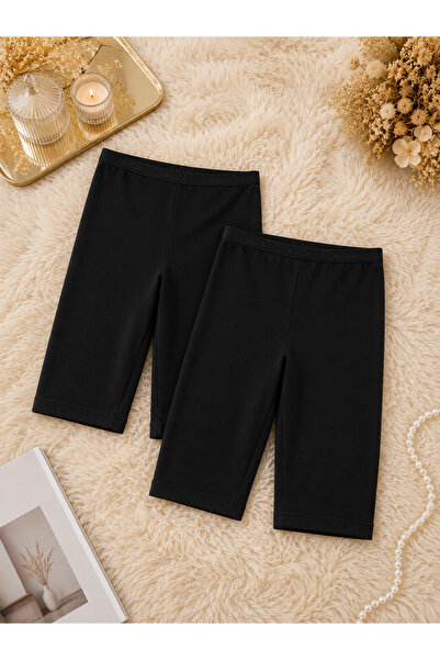 ROZELT Women's Clothing Black Cotton & Modal 2-Piece Above-Knee Leggings