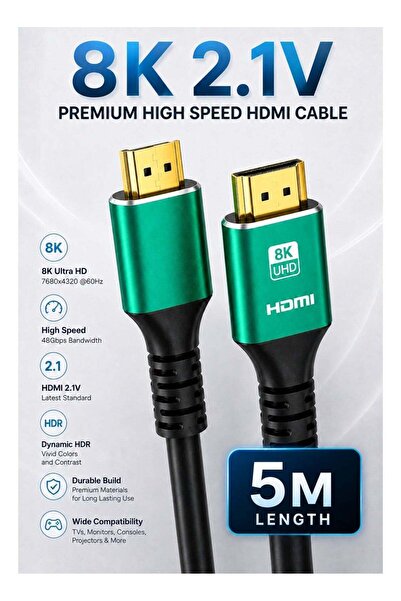 Gamix 8K Ultra HD HDMI 2.1V Cable 5M – Premium High Speed 48Gbps HDR Support ...