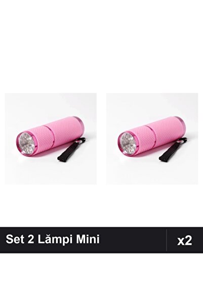 NAİLS Set 2 Lămpi LED/UV Mini Lanternă 9 Becuri pentru Uscare Unghii Gel - Roz