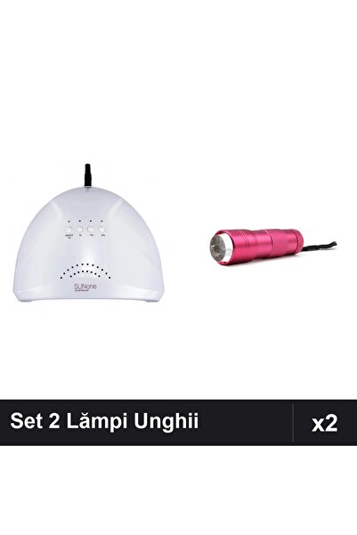 NAİLS Set 2 Lămpi UV/LED Unghii: 48W Profesională + Lanternă 12W Roz