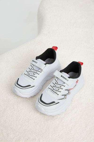 Tonny Black Children's Unisex White Black Comfortable Fit Breathable Velcro S...