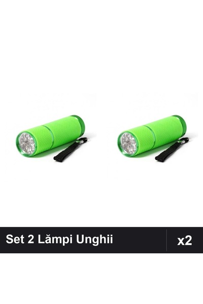 NAİLS Set 2 Lămpi LED/UV Mini Lanternă 9 Becuri pentru Uscare Unghii Gel - Verde