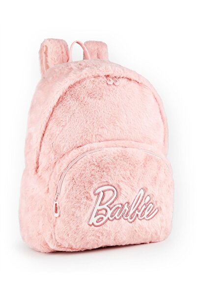 Bamboo Bark Barbie Girls Pink Furry Backpack / school bag