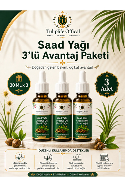 Tuliplifeoffical Cyperus Oil (Saad Yağı) Tüy Görünümünü Azaltmaya Yardımcı Ba...