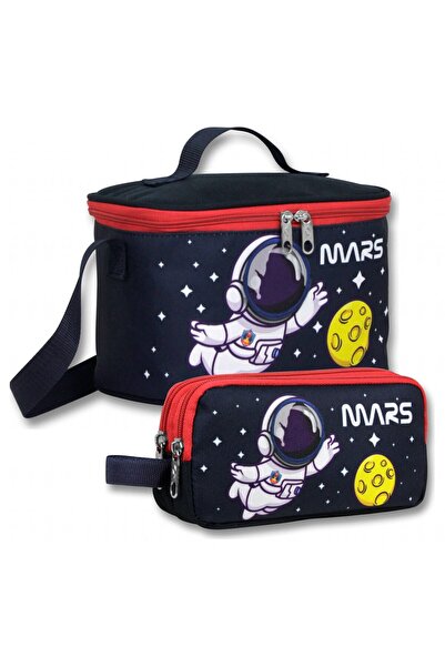 ÜMİT ÇANTA Insulated Lunchbox and Pen Holder Set (Navy Blue) Boy's Astronaut ...
