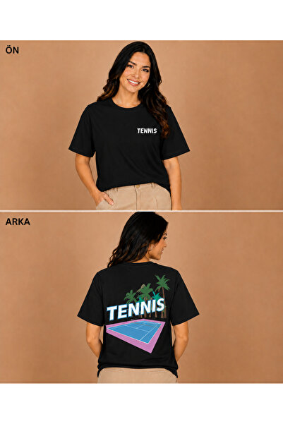 VODEXA Unisex Oversize T-Shirt Tenni̇s 6 Printed 100% Cotton T-Shirt Comforta...