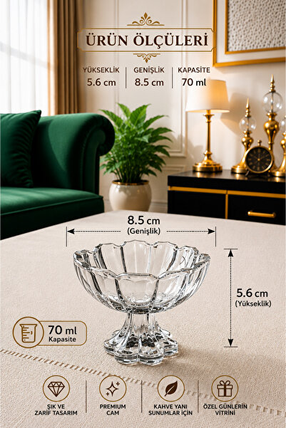 Gülümseten Avm 6'lı Cam Ayaklı Lotus Çiçeği Lokumluk Sunumluk Seti – Kahve Ya...