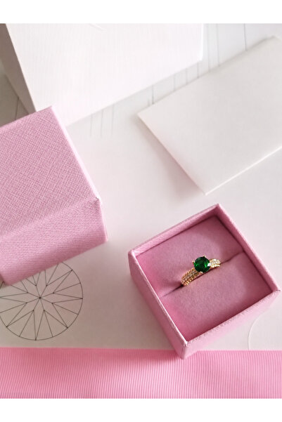 Rexon Gold-Plated Steel Ring with Green Emerald Stone - Stylish Accessory for...