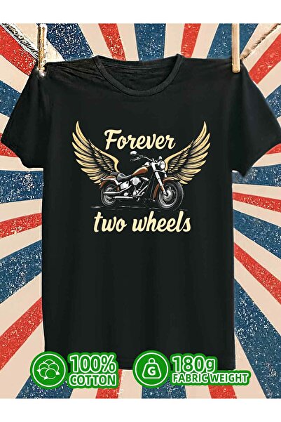 LİNA06 تي شيرت رجالي مضحك من Forever Two Wheels |   قميص رياضي أسود 180 جرام ...