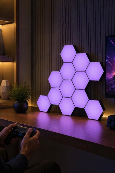 Generic 6 Smart Rgb Led Wall Light Panels Music Sync App Control Gaming Room ...