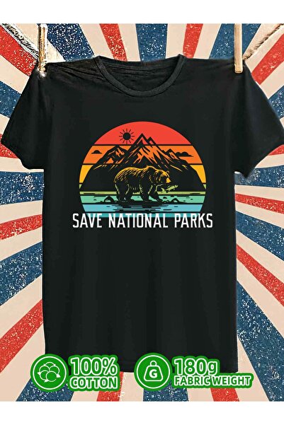 1001moda Save Parks Yellowstone National Park T-Shirt | 180G 100% Black, Casu...