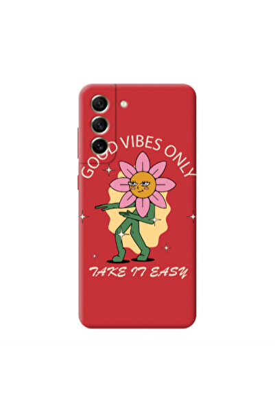 Other Samsung S21 FE Good Vibes Only Red Colored Silicone TPU Θήκη