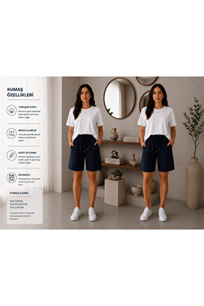 JULİA MODA 2'Li Kadın Pijam Altı Şortu Rahat Kalıp Günlük Şıklık ve Konfor Bi...