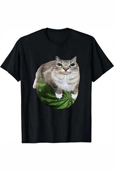 Köstebek Black Watermelon Cat Meme Unisex T-Shirt