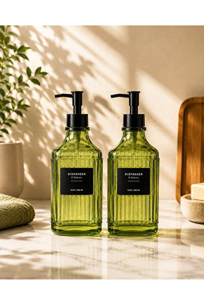 Arsimo Modern Line Patterned Glass Soap Dispenser & Detergent Dispenser Set -...