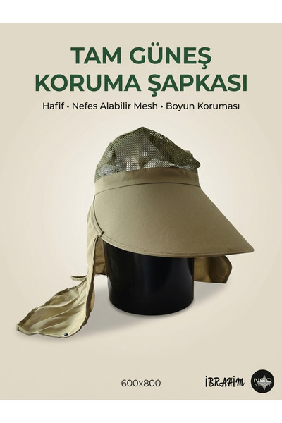 ASLANKAR Yazlık fötr şapka ense korumalı kafa havalandırmalı. Geniş siperlikl...