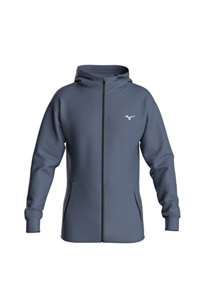 MIZUNO Athletic Track Jacket Men's Hooded Sweatshirt Gray